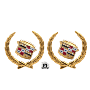 80-96 Cadillac Golden Roof Side Panel Crest Emblem & Wreath Set B94 Option