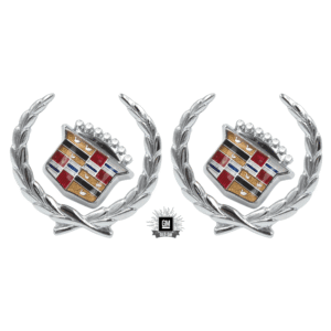 80-96 Cadillac Roof Side Panel Crest Emblem & Wreath Set