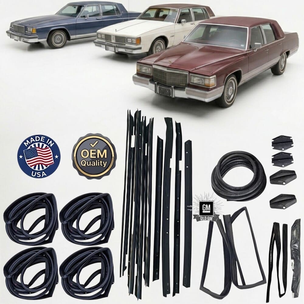 87-92 Brougham 80-84 DeVille, Electra & Ninety-Eight Weatherstrips Pkg 1 87-92 Brougham 80-84 DeVille, Electra & Ninety-Eight Weatherstrips Pkg